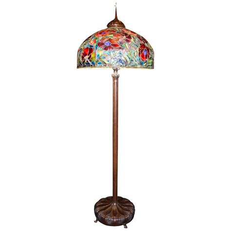 Oriental Poppy Tiffany Style Floor Lamp For Sale at 1stDibs | tiffany style floor lamps