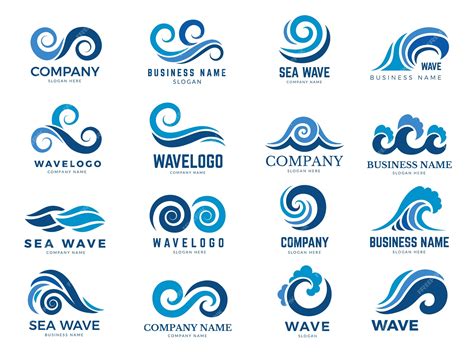 Premium Vector | Wave logo. Graphic symbols of ocean or flowing sea water stylized for business ...
