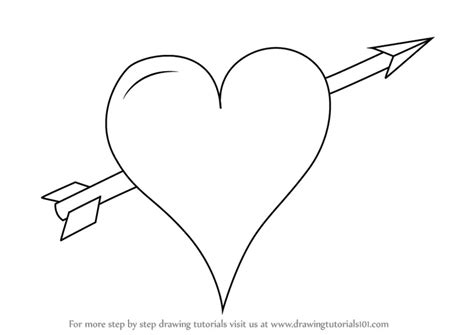 How to Draw Heart with Arrow (Love) Step by Step | DrawingTutorials101.com