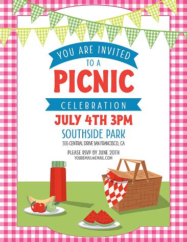 Summer Picnic Invitation Template Stock Illustration - Download Image ...