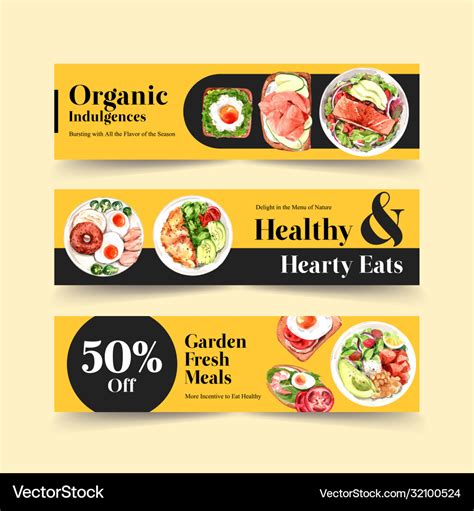 Healthy food banner template design Royalty Free Vector