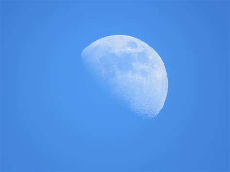 Daytime Moon Sky Blue Moon Daytime Moon Blue-20 Inch By 30 Inch Laminated Poster With Bright ...