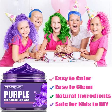 4 Colors Temporary Hair Color for Halloween Kids Women Men, Green Pink Blue Purple Hair Dye ...