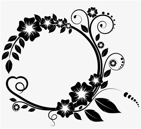 Flower Frame By - Black And White Flower Svg - Free Transparent PNG Download - PNGkey