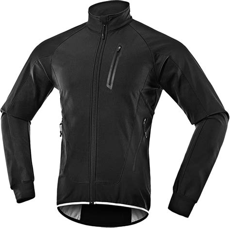 Mens Winter Warm Cycling Jacket, Waterproof Breathable Thermal Fleece Bike Coat, Softshell ...