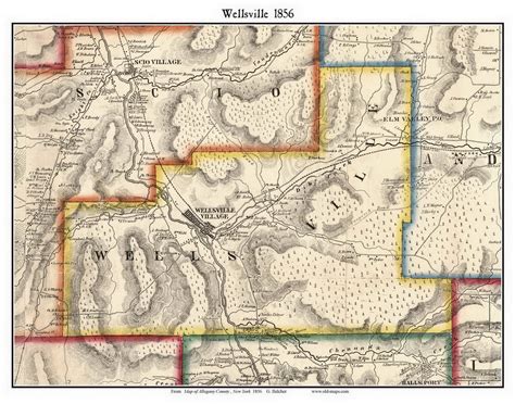 Wellsville, New York 1856 Old Town Map Custom Print - Allegany Co ...