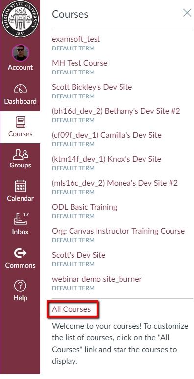 How to access past courses in Canvas - FSU Canvas Support Center