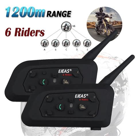 Helmet Intercom System V6 Pro Helmet Intercom 6 Rider 1200M Motorcycle ...