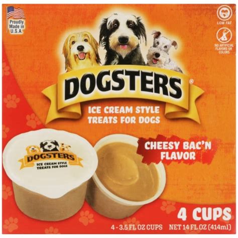 Dogsters Ice Cream Style Cheesy Bac'n Flavor Treats for Dogs 4 - 3.5 fl oz Cups, 3.5 fl oz ...