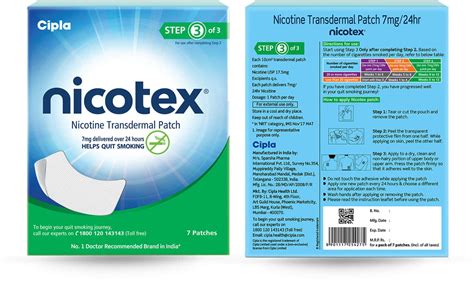 Buy NICOTEX NICOTINE PATCH 7MG (7 PATCHES)|HELPS QUIT SMOKING| Online ...