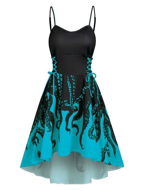 High Low Lace Up Octopus Print Cami Dress | Fashion, Womens dresses, Cute dresses