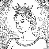Elegant Queen With Crown Coloring Page 4111 3272 sketch template