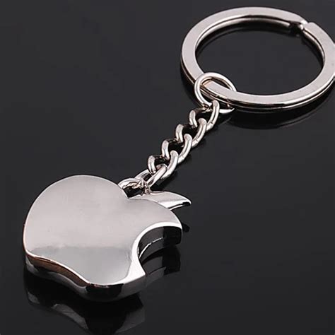 New Arrival Novelty Apple Keychains Metal Creative Gifts Pendant Keychain Key Ring Trinket Key ...