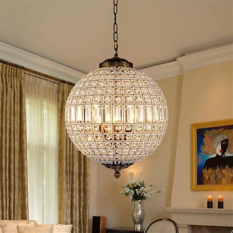 EDISLIVE Allenglade 3-Light Unique Antique Gold Globe Chandelier with Crystal Accents ...