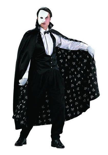 ADULT MENS PHANTOM OF THE OPERA COSTUME SATIN VEST CAPE MASK ERIK BLACK | eBay