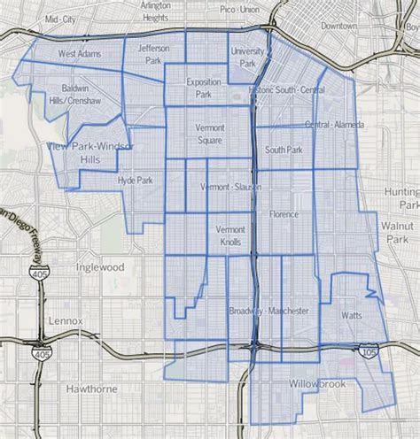 South Los Angeles map - Map of south Los Angeles (California - USA)