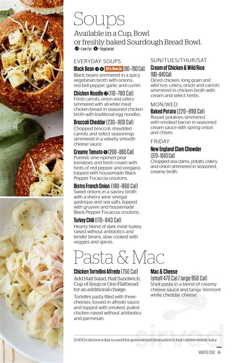 Panera Bread Printable Menu With Prices