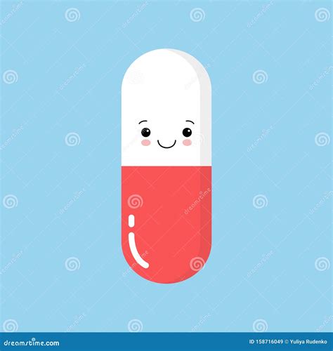 Cute Happy Smiling Medicine Pill Capsule. Vector Flat Cartoon Character ...