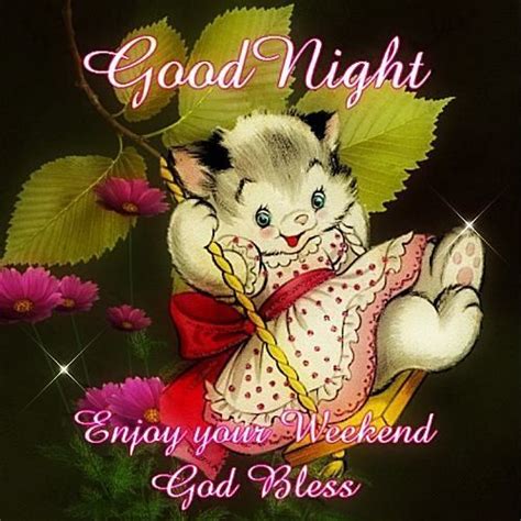 a card with an image of a cat on it and the words, good night enjoy your