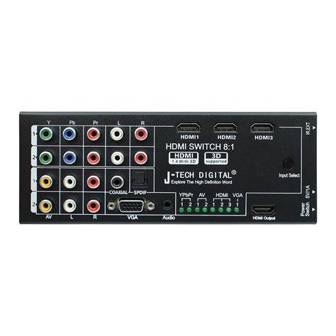 J-Tech Digital Latest Generation Multi-Functional HDMI Audio Extractor with 8 Inputs to 1 HDMI ...