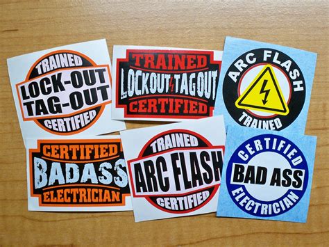 6-pack Funny Hard Hat Stickers Bad Ass Electrician | Etsy