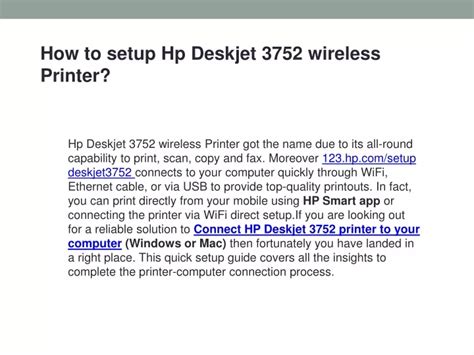 PPT - HP Deskjet 3752 Wireless Printer Setup ppt PowerPoint Presentation - ID:11637104