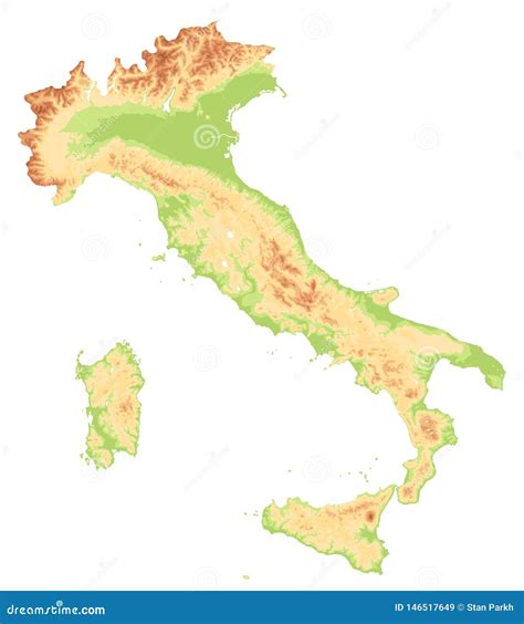 Italy Physical Map Cut on White - No Text Stock Vector - Illustration of geography, rome: 146517649