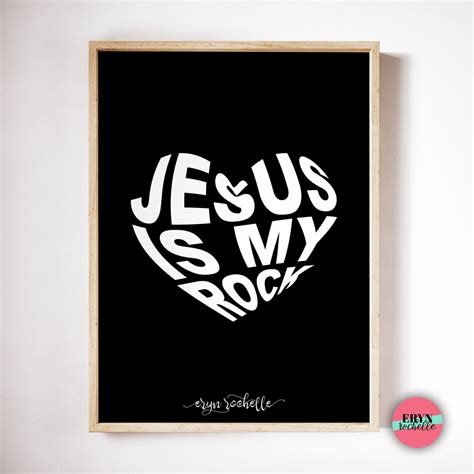 Bible Verse Print Scripture Wall Art Jesus is My Rock White - Etsy