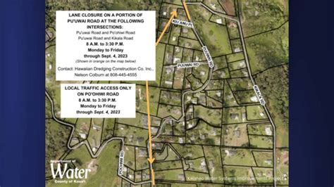 Lane, road closures in place on Pu‘uwai Road in Kalaheo for water ...