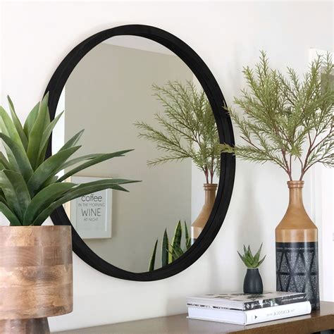 Davao Black Round Wood Frame Mirror 60cm 80cm 95cm | Luxe Mirrors