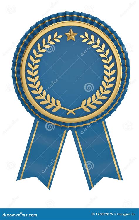 Blue Ribbon Award Isolated on White Background. 3D Illustration. Stock ...