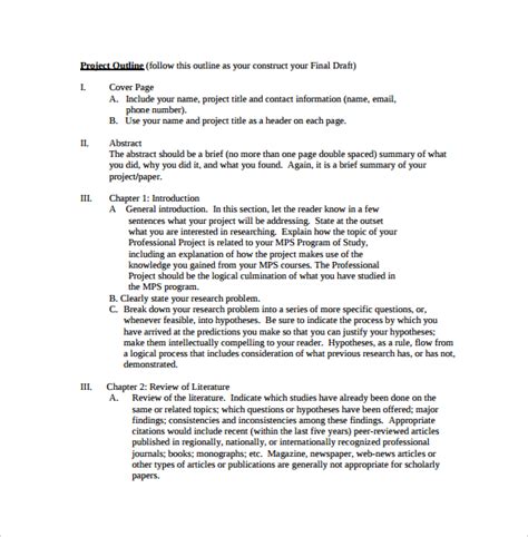 FREE 9+ Sample Project Outline Templates in PDF | MS Word | Excel