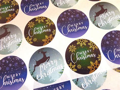 Pack of 30 Merry, Happy Christmas Round Stickers, Colourful Envelope ...