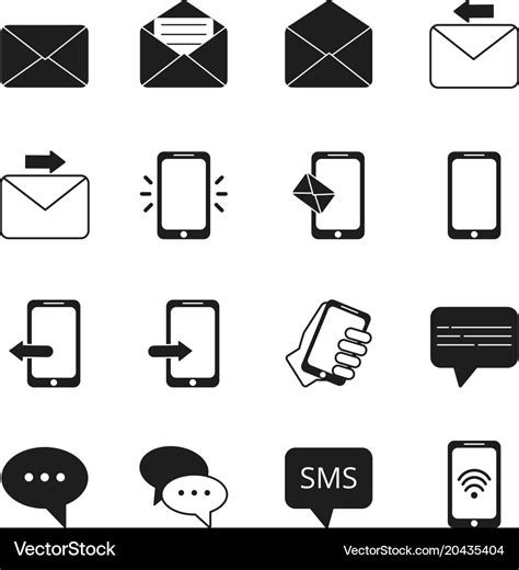 Business icon set of communication symbols phone Vector Image