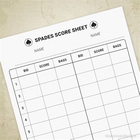 Spades Score Sheet Printable Form | Scores, Sheet, Spade