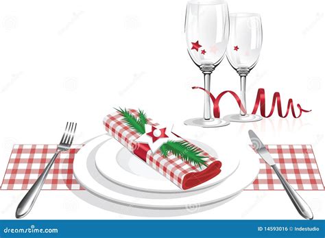 Best Christmas Dinner Plates And Glass Vector Stock Vector ...