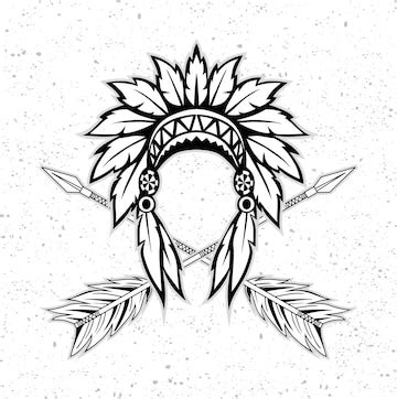 Premium Vector | Hand drawn of native american indian headdress vector illustration