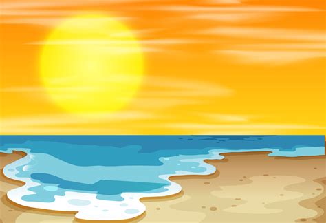 Sunset at the beach 594517 Vector Art at Vecteezy