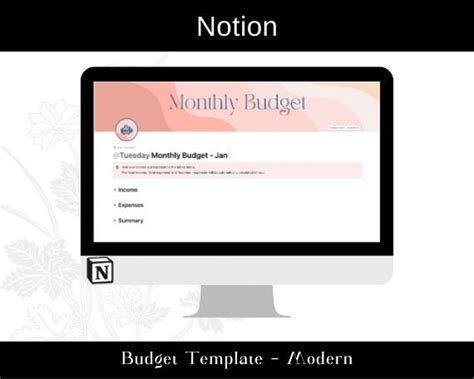 Monthly Notion Budget Template for Personal Finances Monthly - Etsy