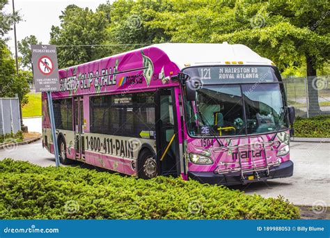A Pink Marta Bus with Advertisements Editorial Stock Photo - Image of marta, estates: 189988053