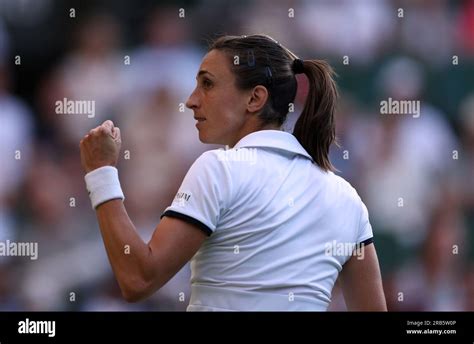 Petra Martic reacts during her match against Iga Swiatek (not pictured) on day five of the 2023 ...