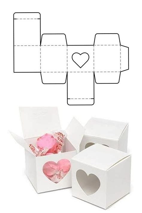 Heart Shape Window Packaging Paper Box, Love Gift Box Template | Gift box template, Diy gift box ...