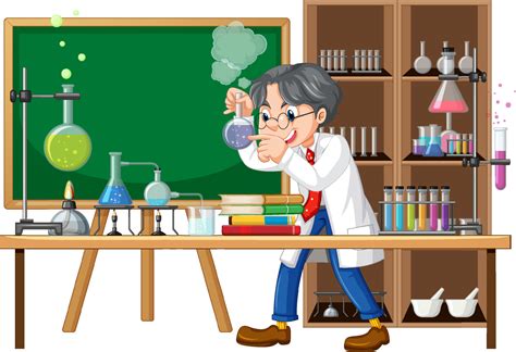 Scientist cartoon character with science lab objects 6771165 Vector Art at Vecteezy