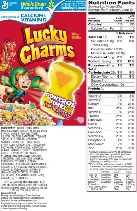 Cereal Nutrition Label