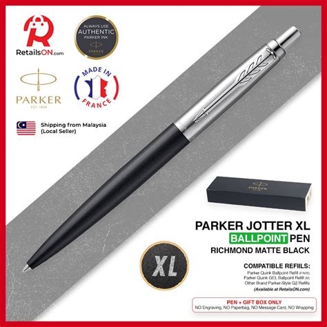 Parker Jotter XL Ballpoint Pen - Richmond Matte Black CT (with Black ...