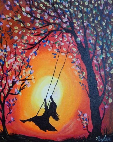 "Girl on a Swing" - Painting with Payton Swing Painting, Shadow ...