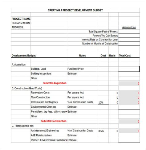 Construction Budget Template Xls