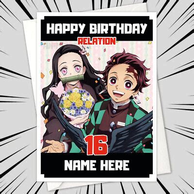 Personalised DEMON SLAYER Birthday Card • personalized tanjiro nezuko ...