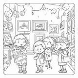 Dibujo De Niños En Una Galería Arte Para Colorear Página Imprimir  sketch template