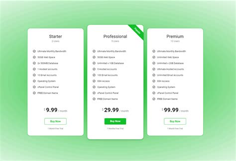 Pricing Table on Behance